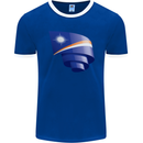 Curled Marshall Islands Flag Day Football Mens Ringer T-Shirt FotL Royal Blue/White