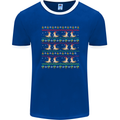 Christmas Bearded Dragon Xmas Reptile Mens Ringer T-Shirt FotL Royal Blue/White