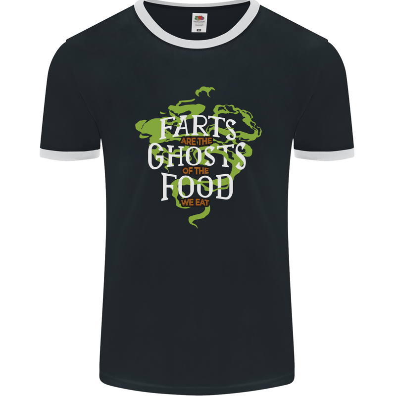 Farts are the Ghosts of Food Funny Flatulence Farting Mens Ringer T-Shirt FotL Black/White