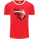 Curled Latvia Flag Latvian Day Football Mens Ringer T-Shirt FotL Red/White