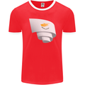 Curled Cyprus Flag Cypriot Day Football Mens Ringer T-Shirt FotL Red/White