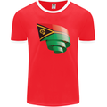 Curled Vanuatu Flag Day Football Mens Ringer T-Shirt FotL Red/White