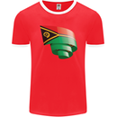 Curled Vanuatu Flag Day Football Mens Ringer T-Shirt FotL Red/White
