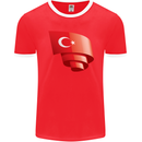 Curled Turkey Flag Turkish Day Football Mens Ringer T-Shirt FotL Red/White
