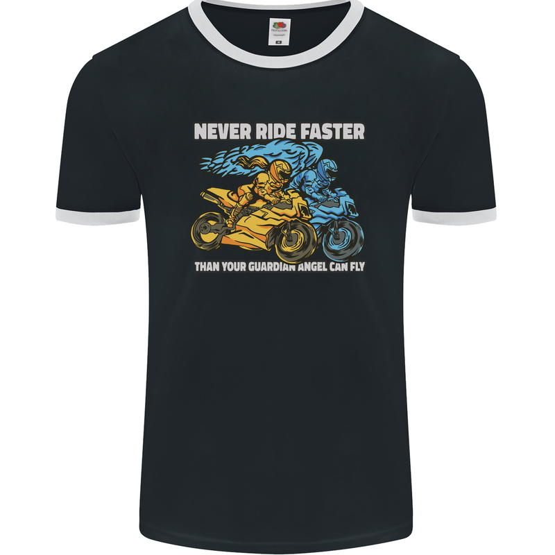 Bike Safety Motorbike Biker Motorcycle Mens Ringer T-Shirt FotL Black/White