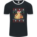 A Cute Christmas Cat With Presents Xmas Mens Ringer T-Shirt FotL Black/White