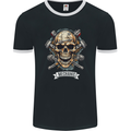 Mechanic Skull Biker Motorbike, Motorcycle, Mens Ringer T-Shirt FotL Black/White