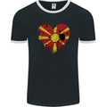 Love Macedonia Flag Macedonian Day Football Mens Ringer T-Shirt FotL Black/White