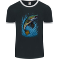 Jumping Pike Fish Fishing Fisherman Mens Ringer T-Shirt FotL Black/White