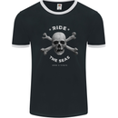 Ride the Seas Jolly Roger Skull Pirates Sailing Mens Ringer T-Shirt FotL Black/White