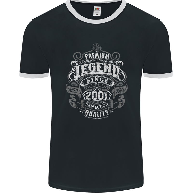 Premium Legend 22nd Birthday 2001 Mens Ringer T-Shirt FotL Black/White