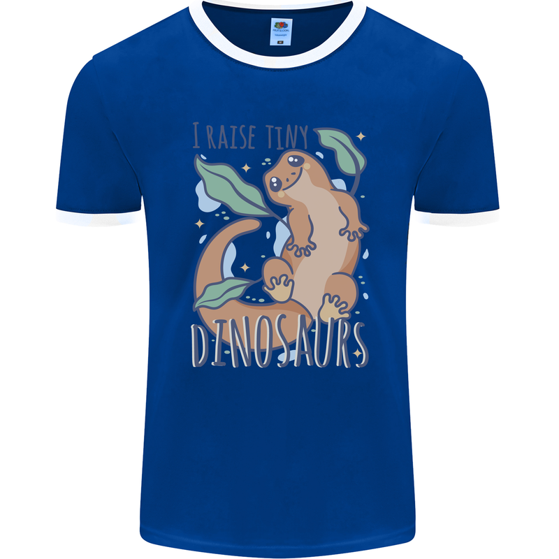 I Raise Tiny Dinosaurs Lizards Chameleon Mens Ringer T-Shirt FotL Royal Blue/White