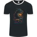 A Japanese Fantasy Water Dragon Mens Ringer T-Shirt FotL Black/White