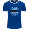 Torn Botswana Flag Batswana Day Football Mens Ringer T-Shirt FotL Royal Blue/White