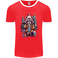 A Cool Christmas Racoon Xmas Mens Ringer T-Shirt FotL Red/White