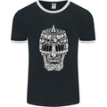 Skull Helmet Medieval  Fantasy Knight Mens Ringer T-Shirt FotL Black/White