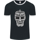 Skull Helmet Medieval  Fantasy Knight Mens Ringer T-Shirt FotL Black/White