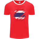 Torn Thailand Flag Thai Day Football Mens Ringer T-Shirt FotL Red/White