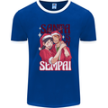 Santa is My Sempai Funny Anime Christmas Xmas Mens Ringer T-Shirt Royal Blue/White