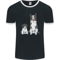 A Border Collie and Puppy Mens Ringer T-Shirt FotL Black/White