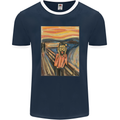 Hipster Scream Painting Mens Ringer T-Shirt FotL Navy Blue/White