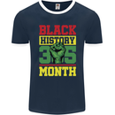 Black History Month Lives Matter Mens Ringer T-Shirt FotL Navy Blue/White