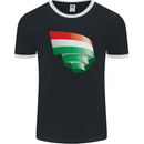 Curled Hungary Flag Hungarian Day Football Mens Ringer T-Shirt FotL Black/White