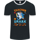Teacher Shark Funny Teaching Halloween Mens Ringer T-Shirt FotL Black/White