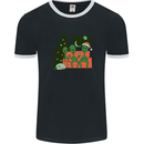 Alien Family Christmas Xmas Mens Ringer T-Shirt FotL Black/White