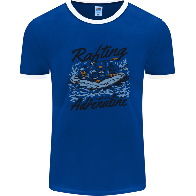 Rafting Get Soaked in Adrenaline White Water Mens Ringer T-Shirt Royal Blue/White