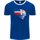Curled Dominican Republic Flag Dominicanos Day Mens Ringer T-Shirt FotL Royal Blue/White