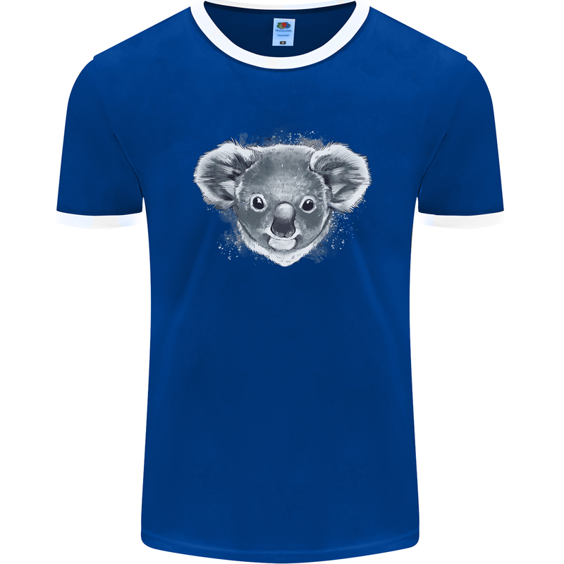 Koala Bear Head Mens Ringer T-Shirt FotL Royal Blue/White
