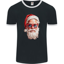 Cool Santa Summer Christmas Vibes Mens Ringer T-Shirt FotL Black/White