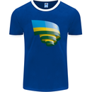 Curled Rwanda Flag Rwandan Day Football Mens Ringer T-Shirt FotL Royal Blue/White