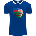 Curled Azerbaijan Flag Azerbaijani Day Football Mens Ringer T-Shirt FotL Royal Blue/White