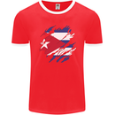 Torn Cuba Flag Cuban Day Football Mens Ringer T-Shirt FotL Red/White