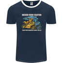 Bike Safety Motorbike Biker Motorcycle Mens Ringer T-Shirt FotL Navy Blue/White