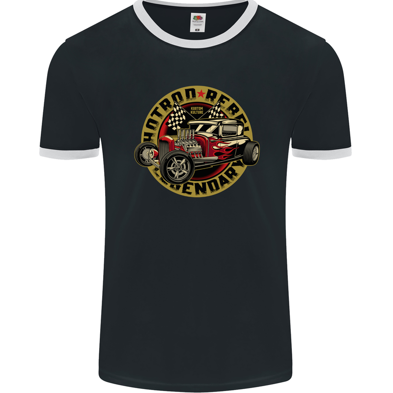 Hot Rod Rebel Legendary Mens Ringer T-Shirt FotL Black/White