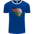 Curled Kenya Flag Kenyan Day Football Mens Ringer T-Shirt FotL Royal Blue/White