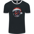 Union Jack Christmas Biker Skull British Flag Mens Ringer T-Shirt FotL Black/White