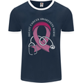 Breast Cancer Nurse Mens Ringer T-Shirt FotL Navy Blue/White