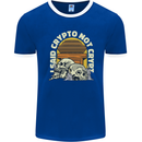 Crypto Not Crypt Funny Cryptocurrency Skulls Mens Ringer T-Shirt FotL Royal Blue/White