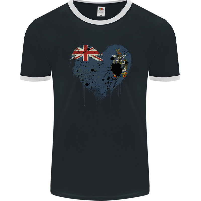 Love Flag South Georgia and Sandwich Islands Mens Ringer T-Shirt FotL Black/White