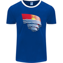 Curled Kiribati Flag Day Football Mens Ringer T-Shirt FotL Royal Blue/White