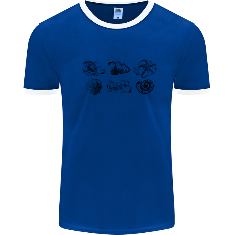 Fossil Set Palaeontologist Palaeontology Mens Ringer T-Shirt Royal Blue/White