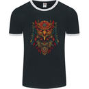 Tribal Spirit Owl Mens Ringer T-Shirt FotL Black/White