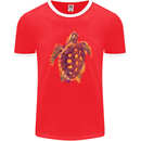 A Watercolour Turtle Mens Ringer T-Shirt FotL Red/White