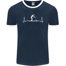 Paddle Boarding Pulse Paddleboard ECG Mens Ringer T-Shirt FotL Navy Blue/White