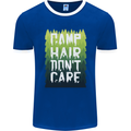 Camp Hair Dont Care Funny Camping Caravan Mens Ringer T-Shirt FotL Royal Blue/White