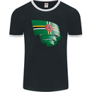 Curled Dominica Flag Dominican Day Football Mens Ringer T-Shirt FotL Black/White
